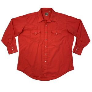 Ely Cattleman Western Shirt Mens 17.5 Watermelon Snap Button Long Sleeve Cowboy